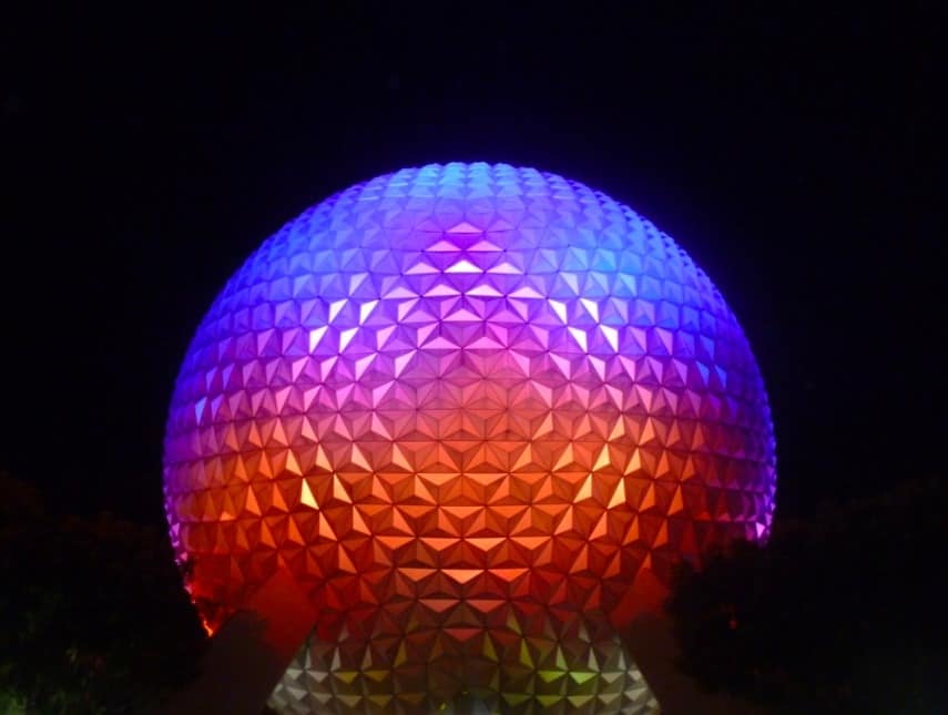 Things To Do At Epcot With Teens www.extraordinarychaos.com The Epcot globe lit up at night www.extraordinarychaos.com