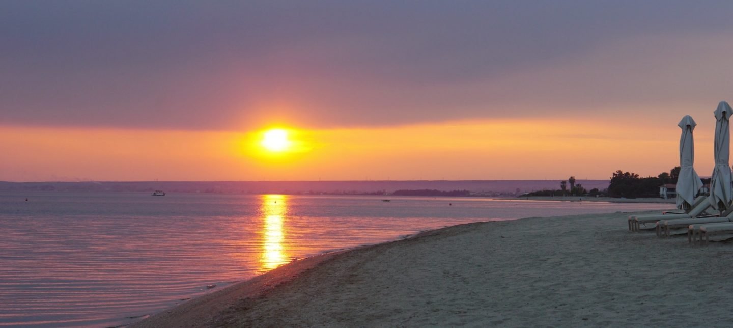 A Sunset At Ikos Olivia, Greece