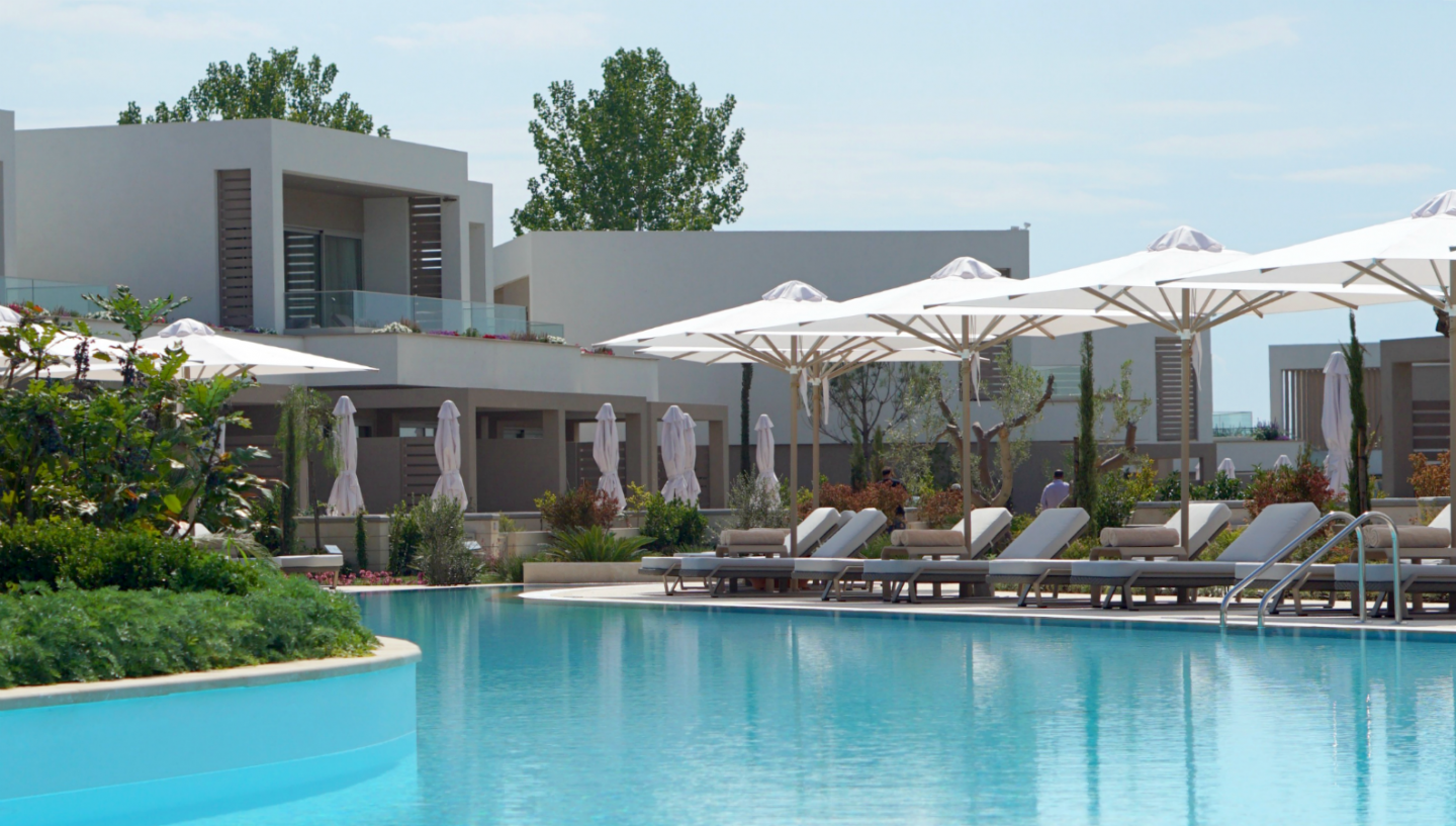 The pool is huge and runs the length of the resort with lots of sun loungers