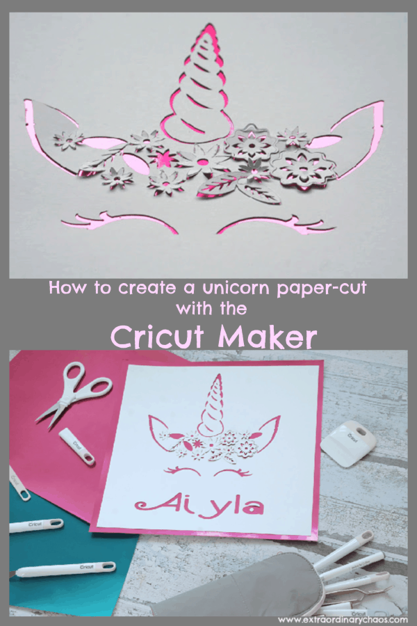 Unicorn paper-cut tutorial with the cricut maker using images from the cricut design space