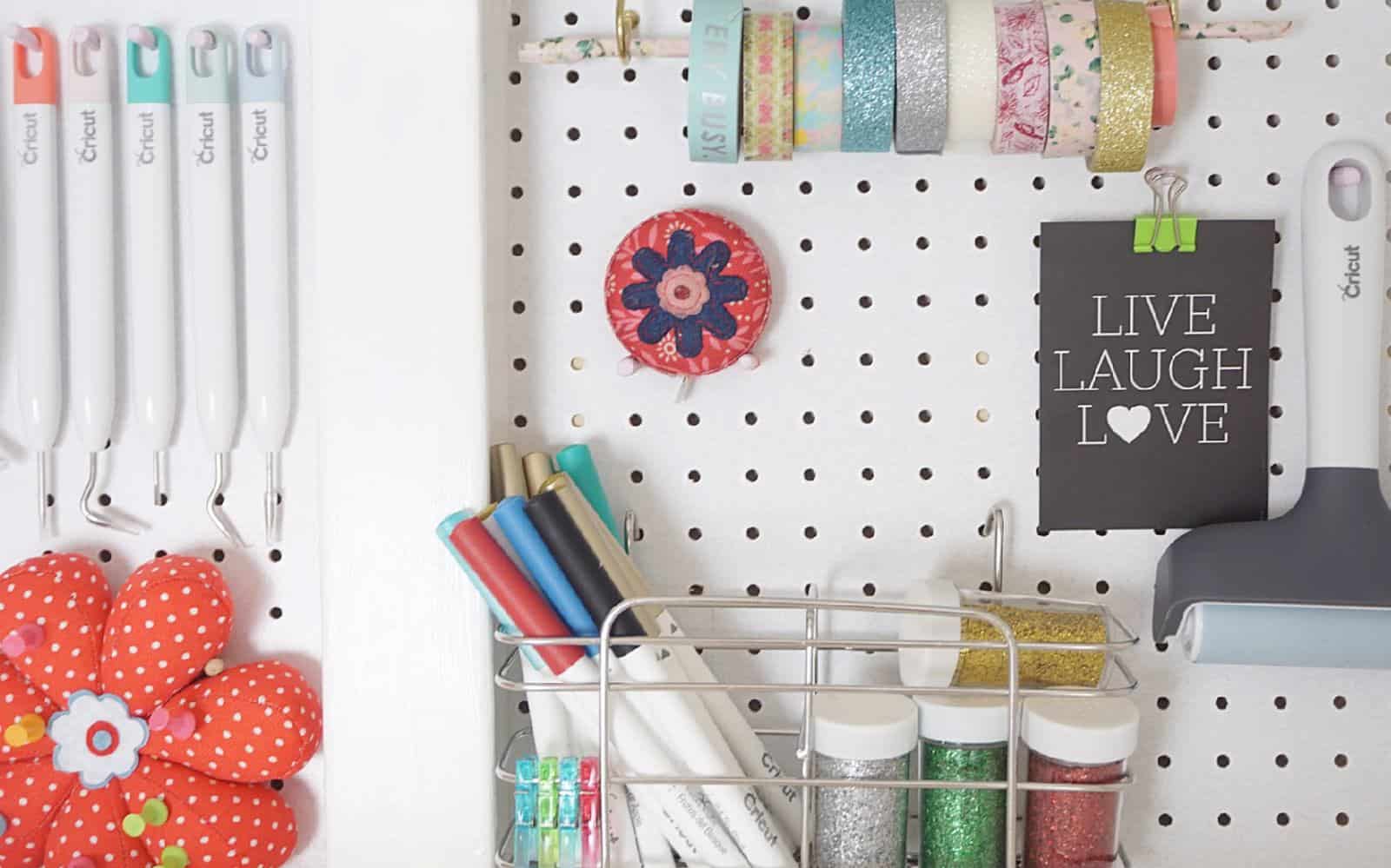 Pegboard craft cupboard