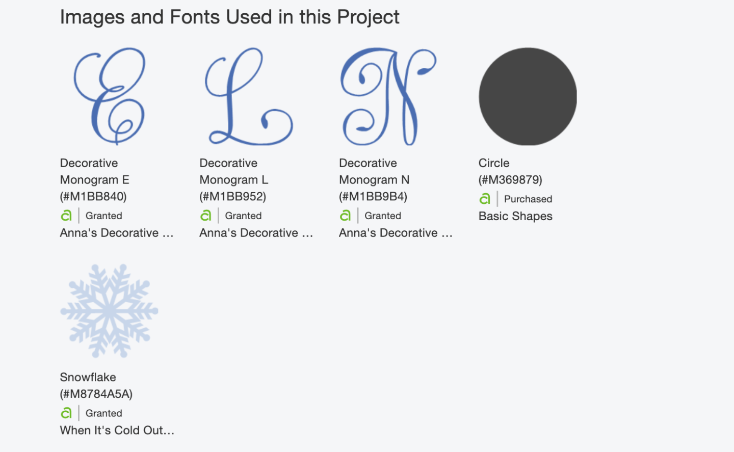 Design space elements used in this project
