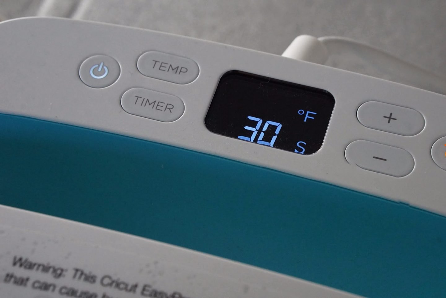 Timer setting on cricut easy press