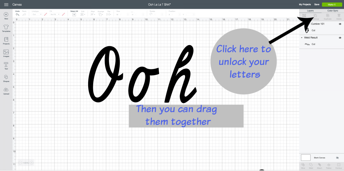 How To Join Letters Up In Design Space