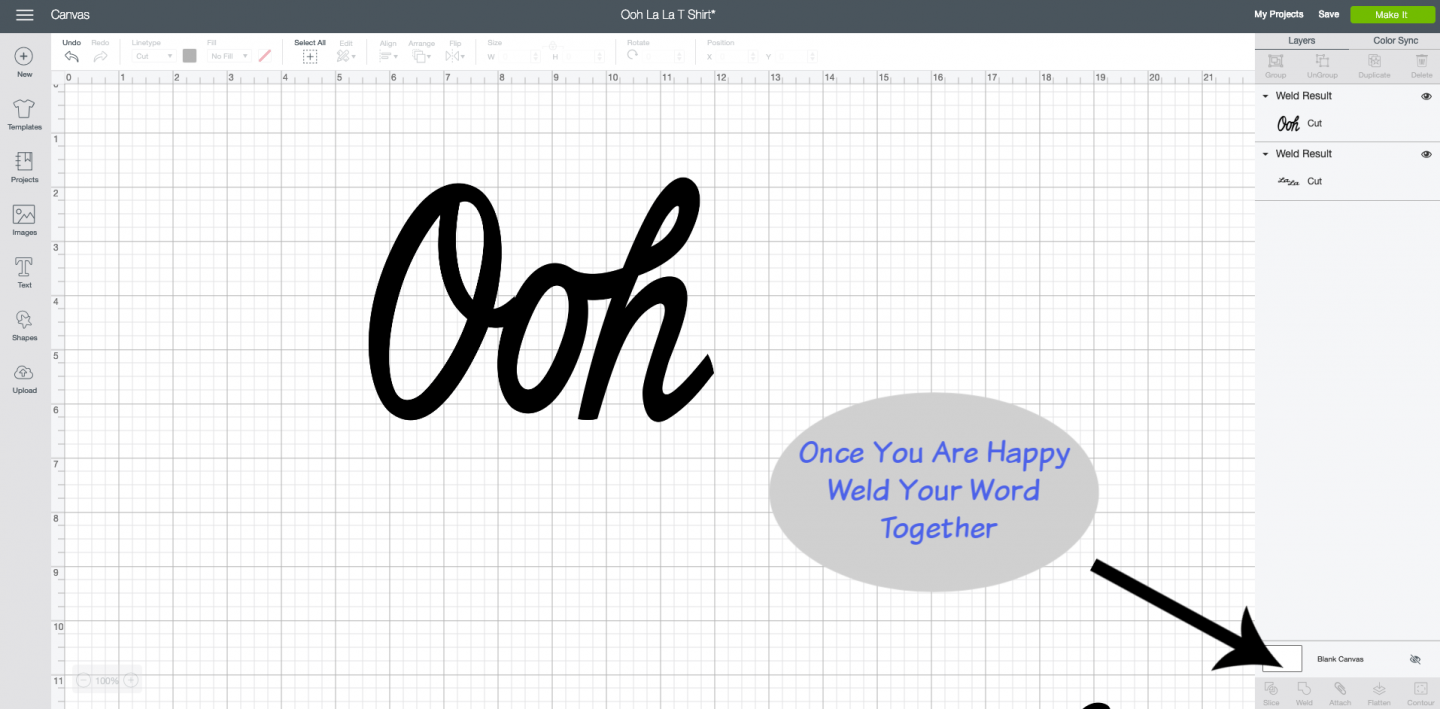 Welding Letters Together in Cricut Design Space