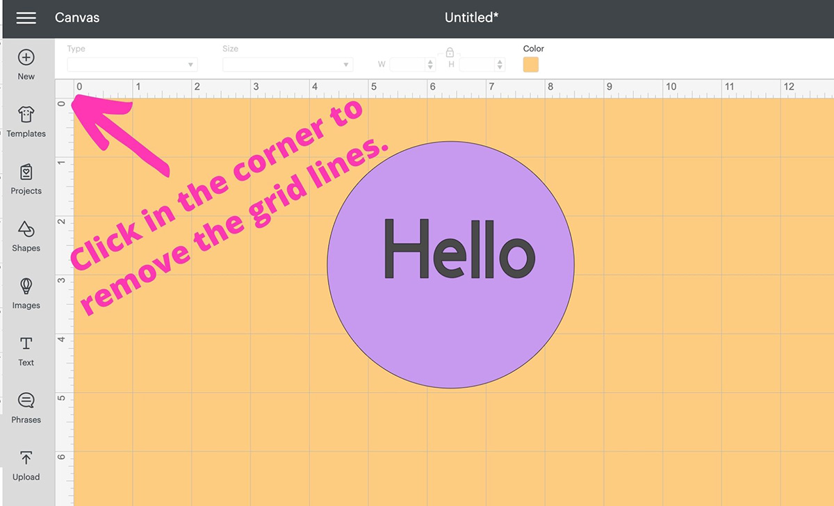 How to remove the Grid Lines on Cricut