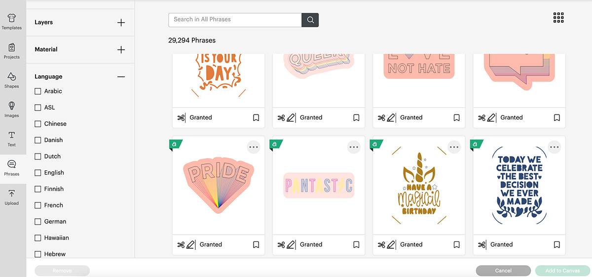 Phrases in Design Space