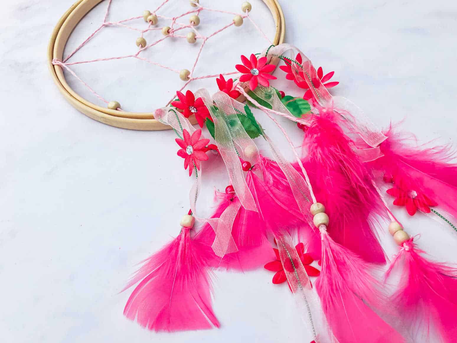 Making a pink dream catcher