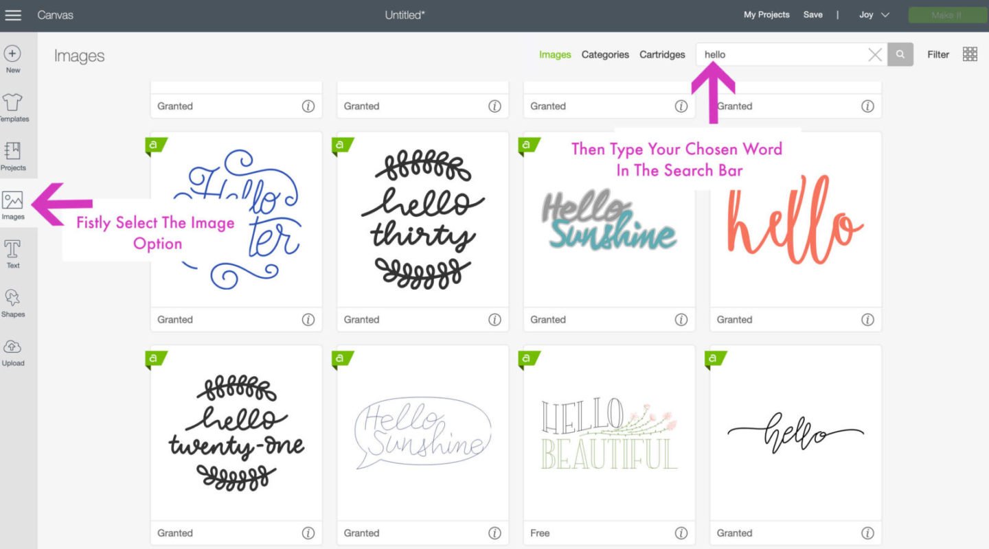 Words in Cricut Design Space