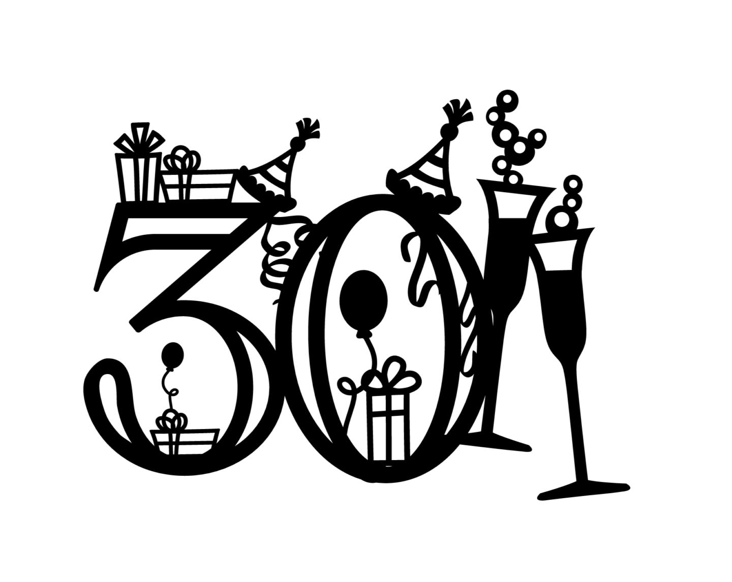 30th Birthday Paper Cut