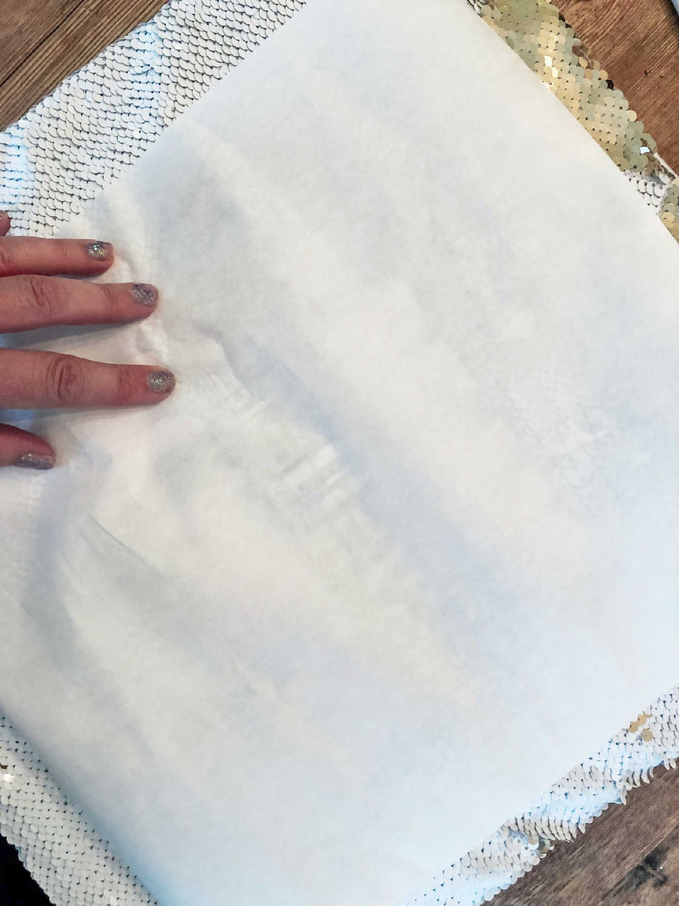 What order do you stack and what temperature do you use when making a sequin cushion with infusible ink