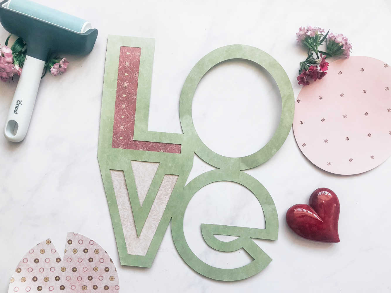 backing a scrapbooking word with different patterns