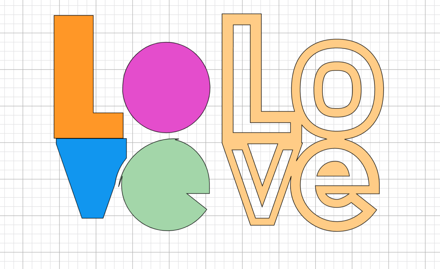 Keep going until you have sliced out all of your letters, ensuring if you want each one a different pattern you make each shape a separate colour