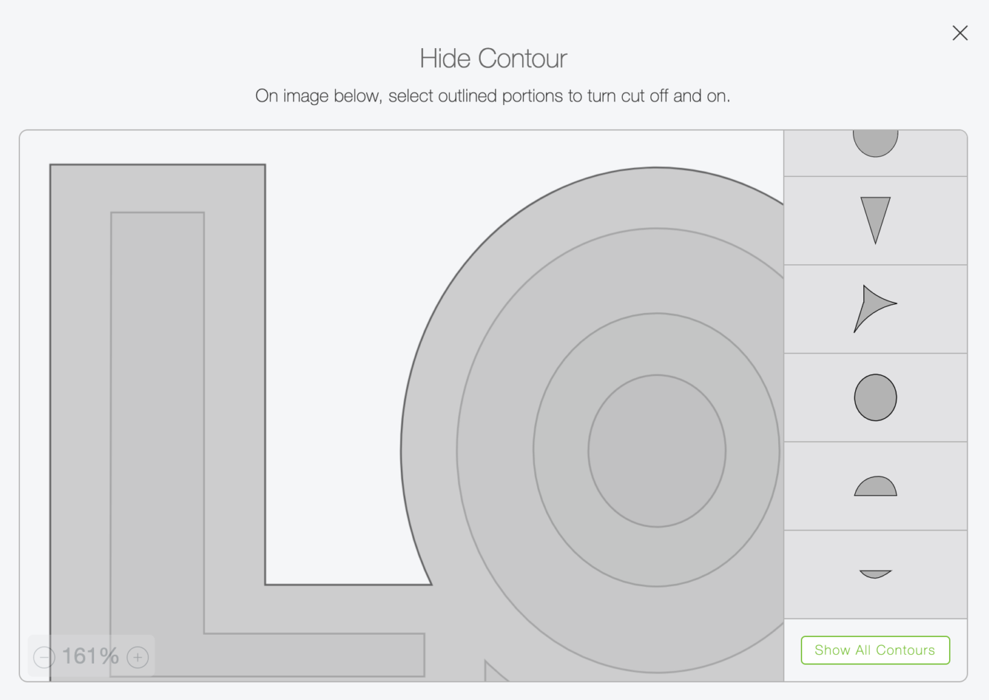 Using the contour tool in Design Space to make an image solid