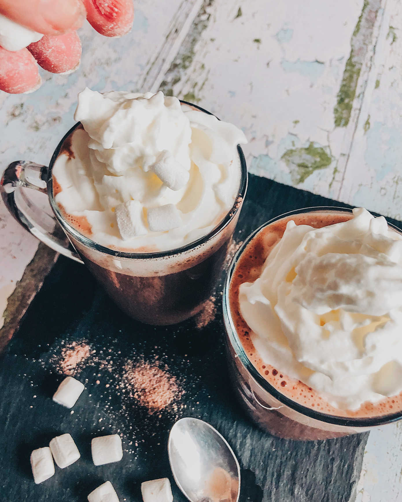Top With cream Marshmallows and ground flake