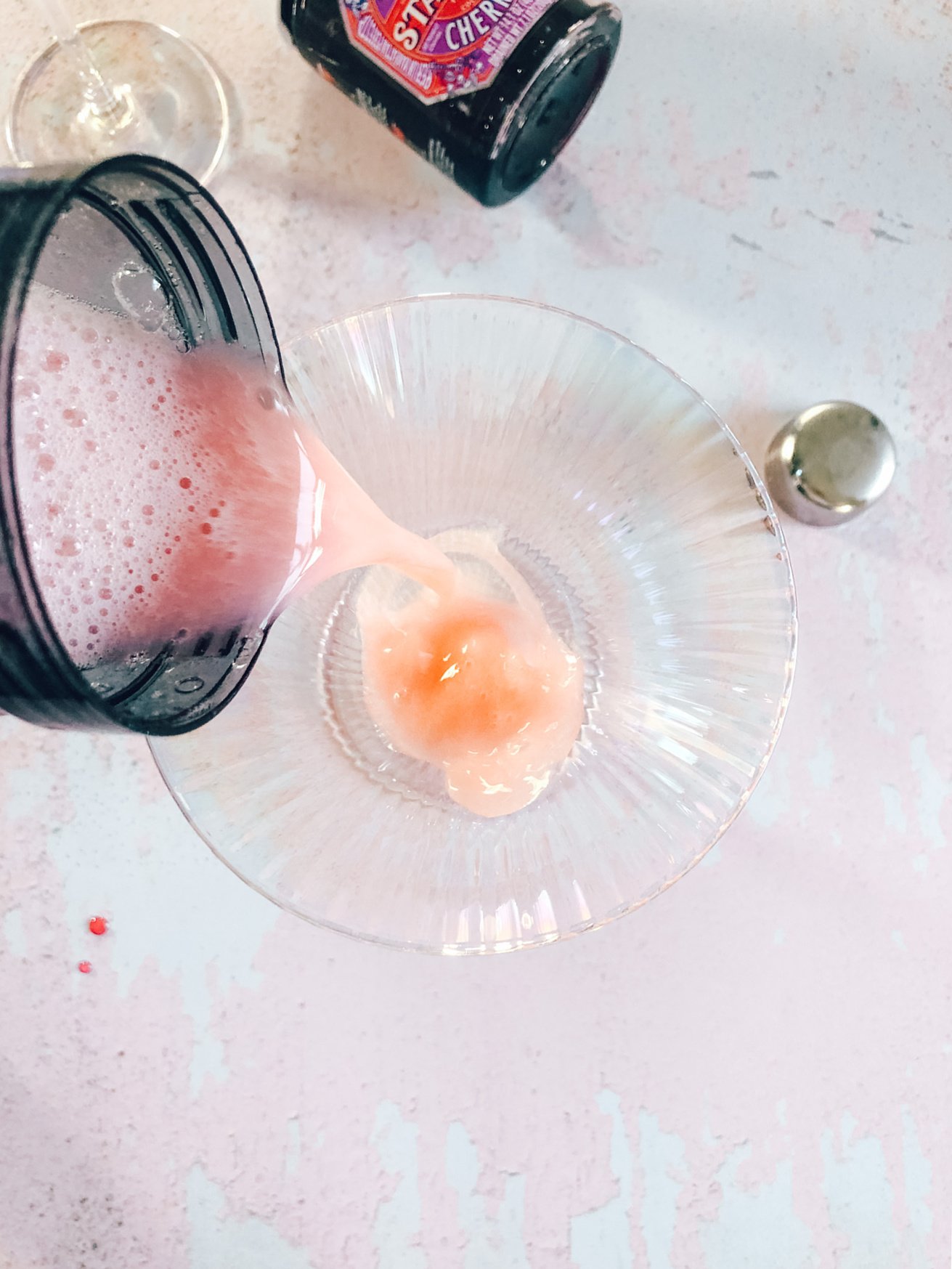 mix with the egg and shake before adding to your glass