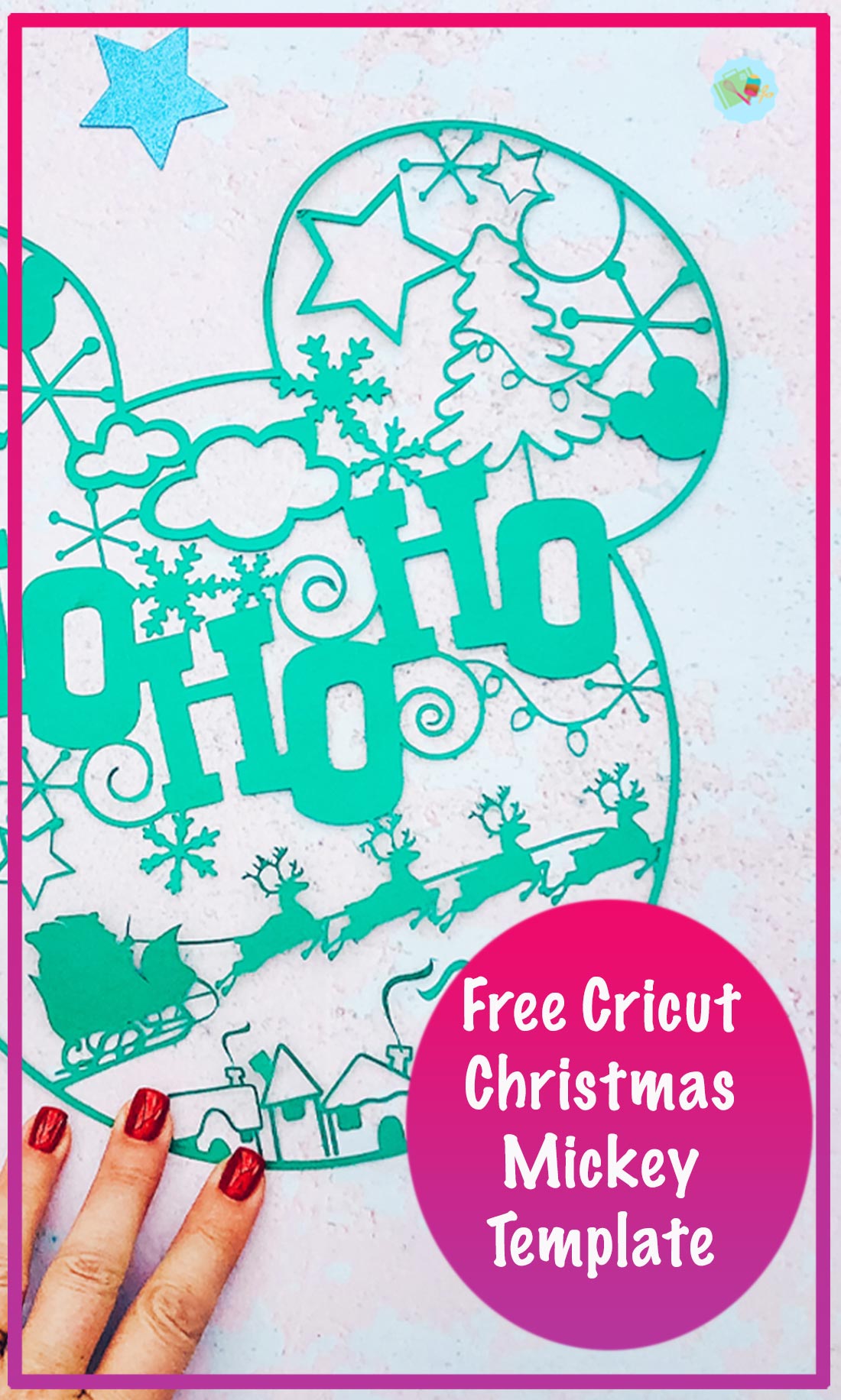 Christmas Mickey Mouse Retro Paper Cut perfect Christmas Disney Crafts