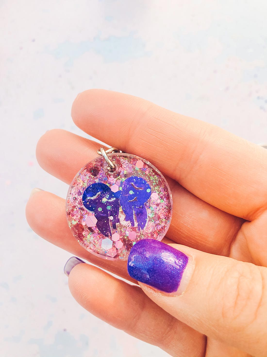 Mickey Mouse Resin Keyring made with a Mickey Halloween Cut File and Epoxy Resin