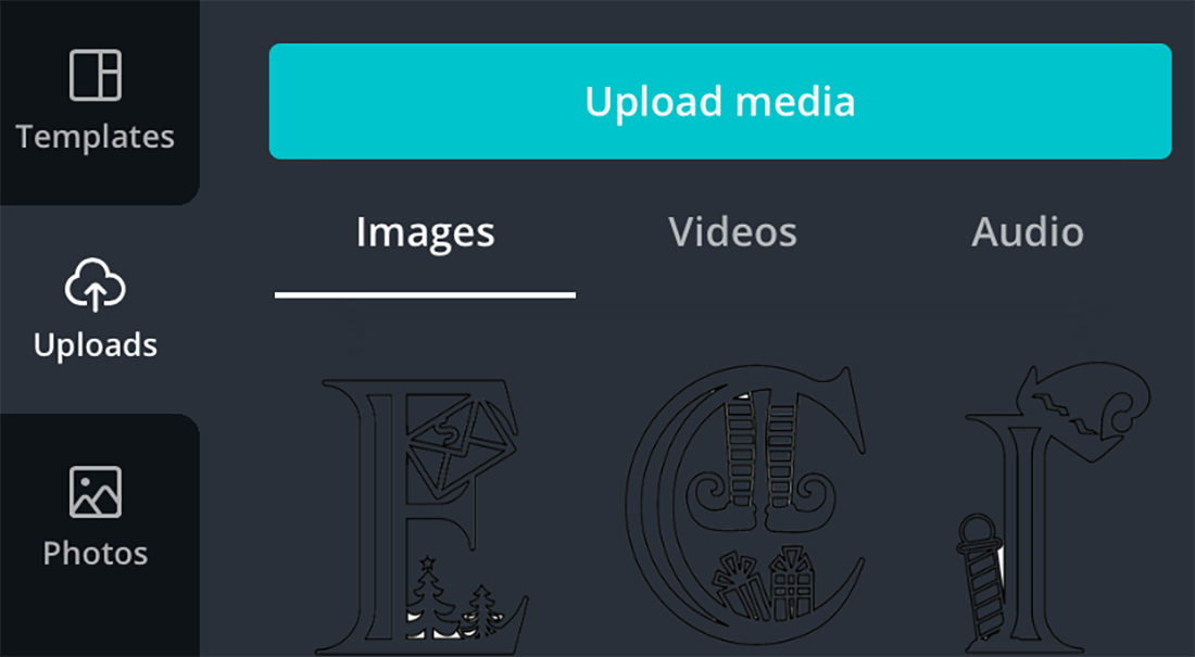 uploading your Alphabet into Canva