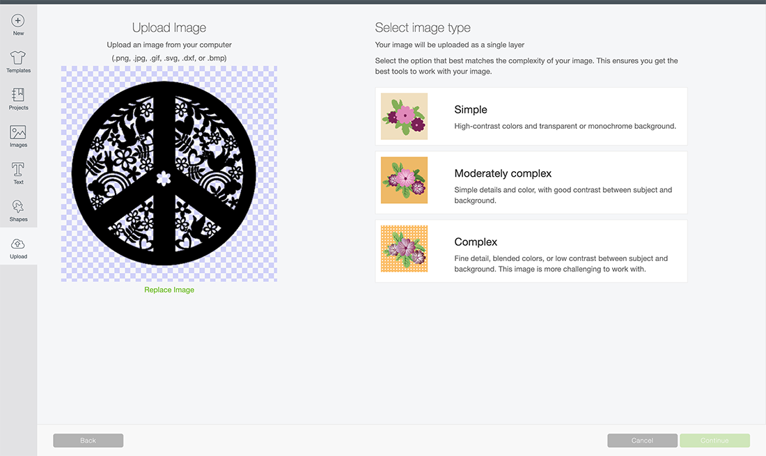 adding files to Cricut Design Space