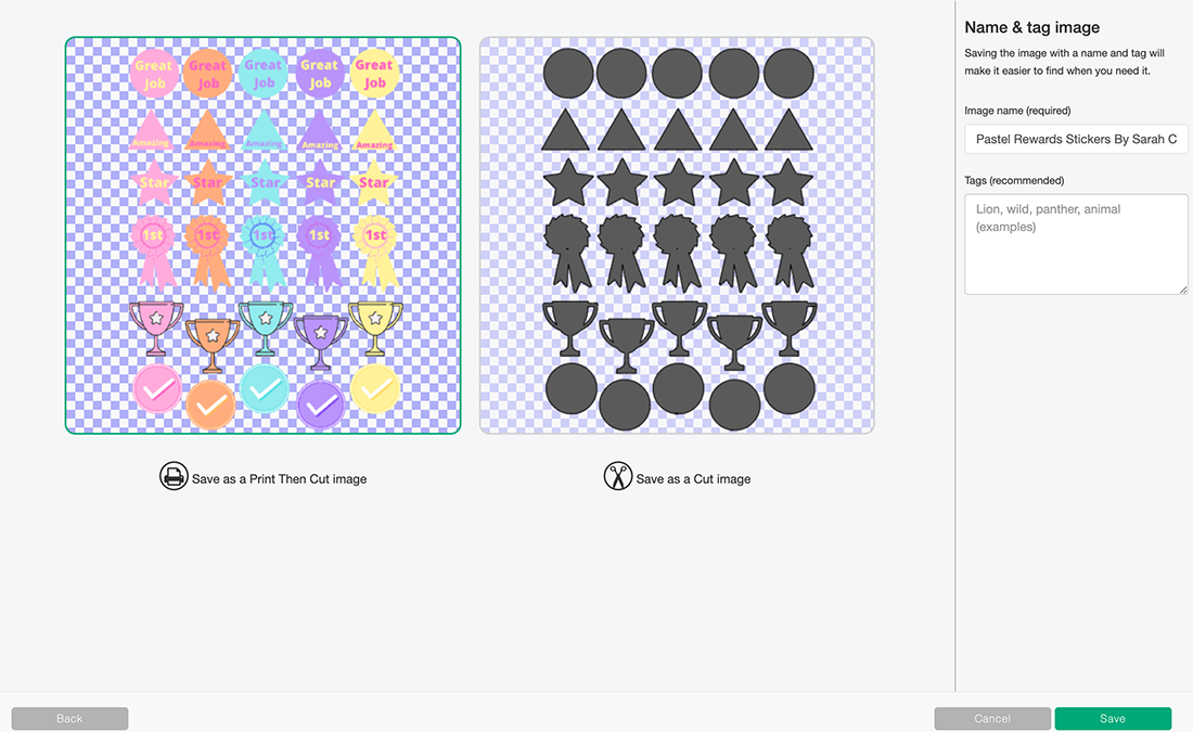 How to save stickers in Cricut Design space