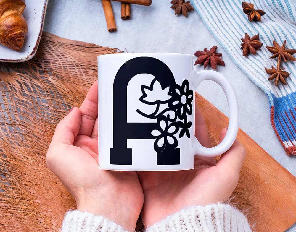 Free Floral Alphabet For Cricut Mugs