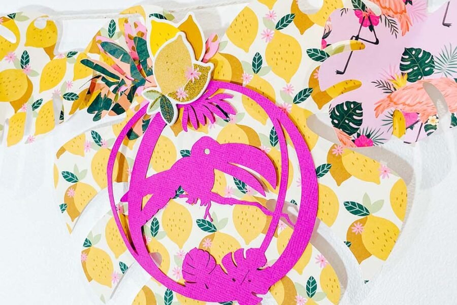 Alphabet Cut File with a tropical theme