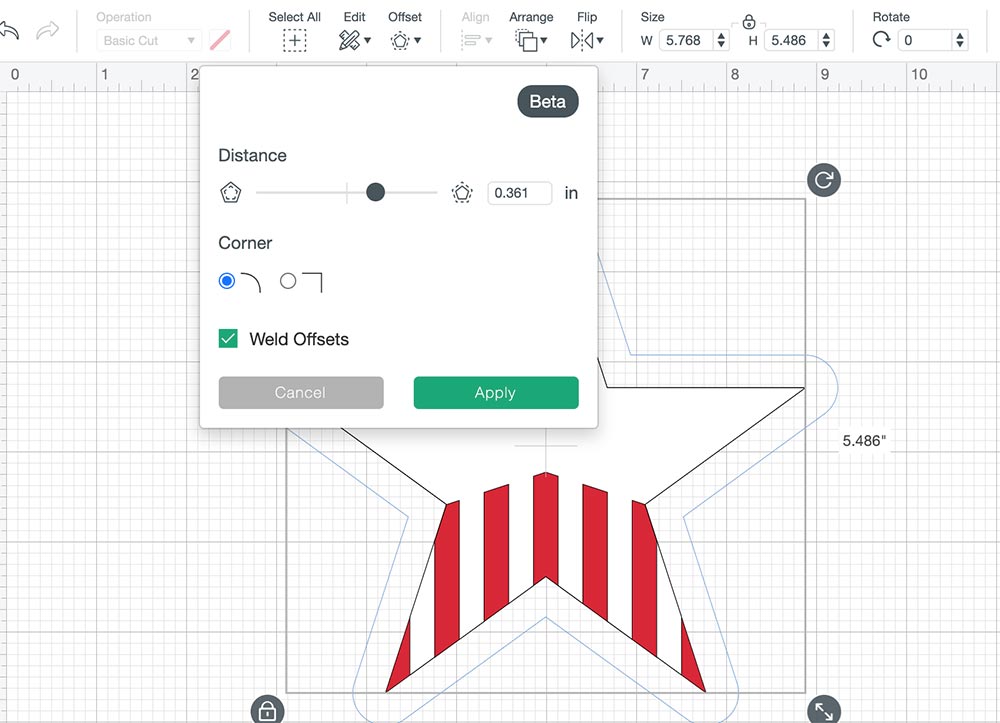 Create an offset around the star
