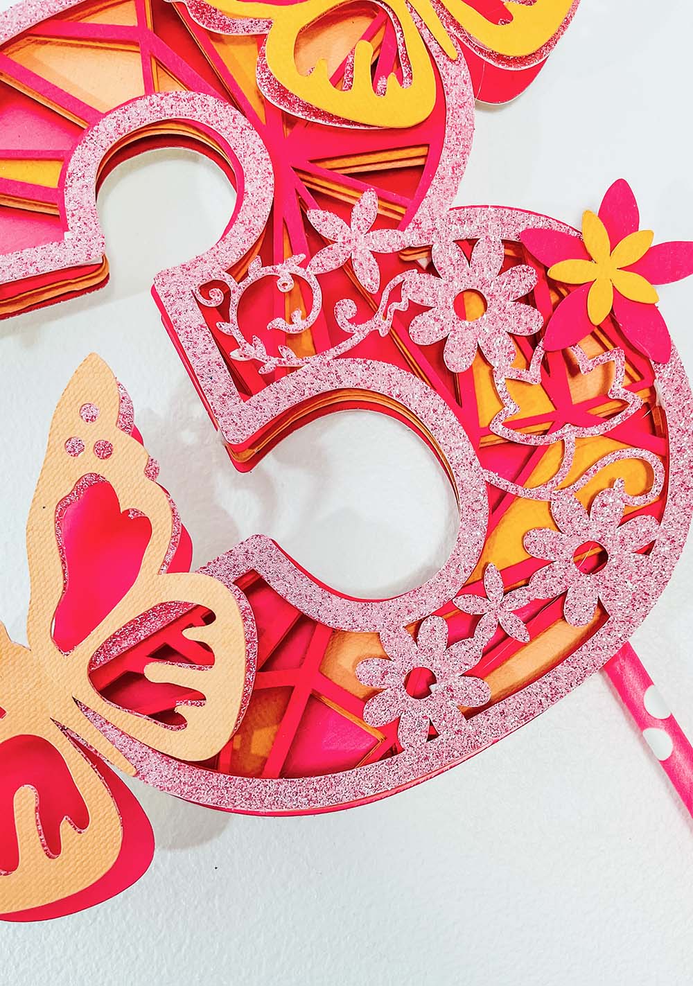 Free Butterfly Number Cake Topper Mandala