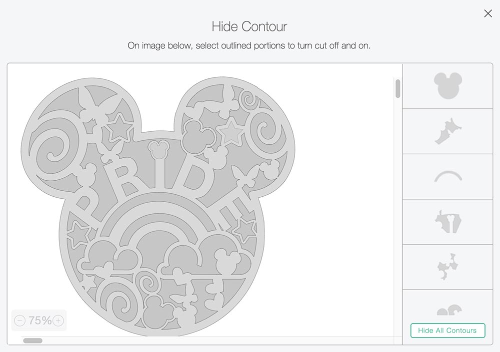 How to remove contours in Cricut Design Space