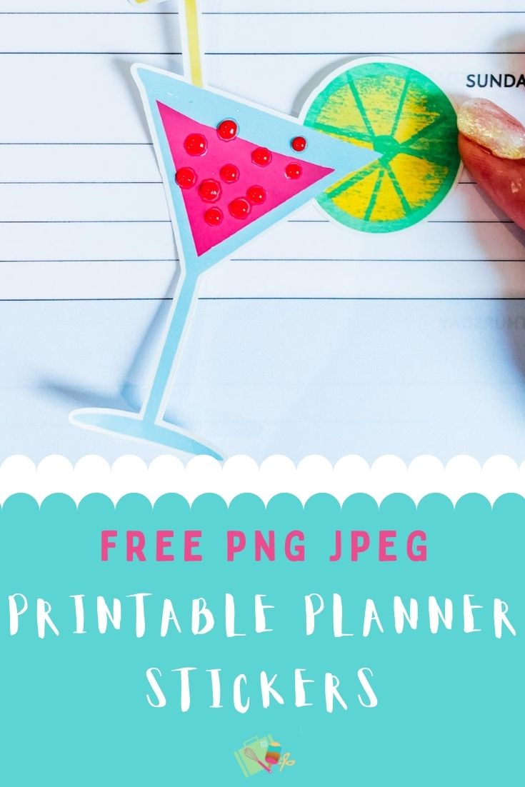 Free printable cocktails for planner stickers