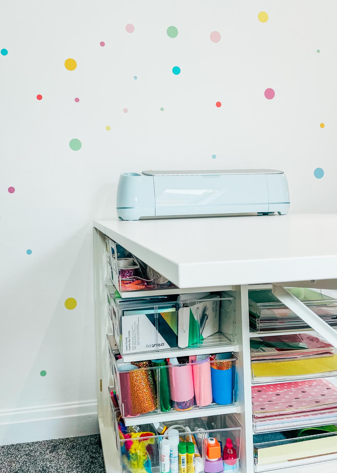 Drop down table for small craft room storage