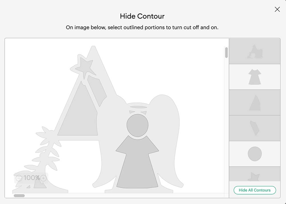 How to remove contours in Design Space