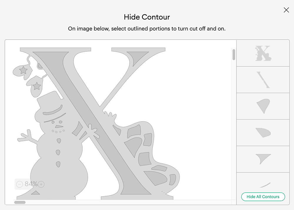 The contour tool in Cricut Design Space