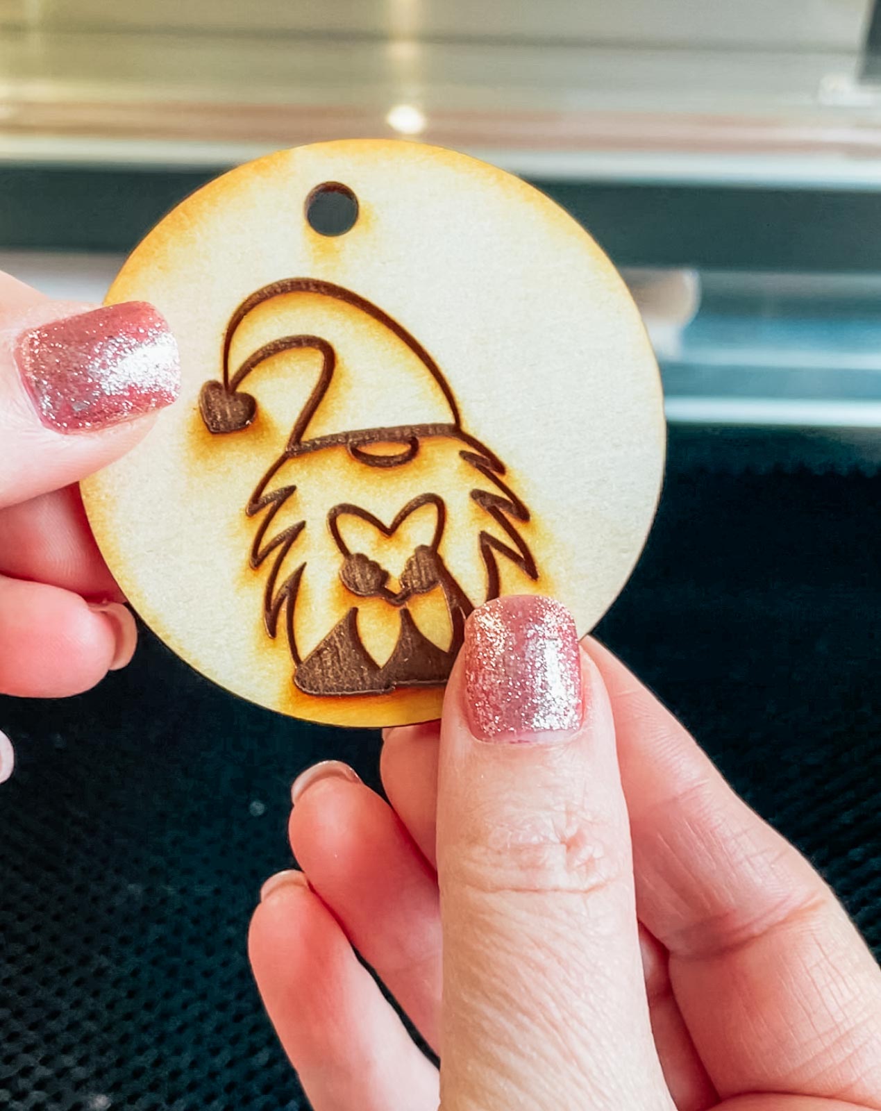 Disk engraved with Glowforge