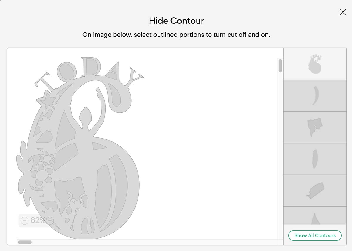 how to remove contours in Cricut Design Space