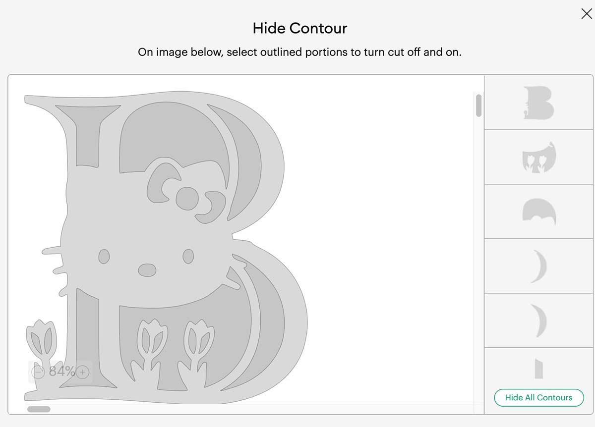 How to hide contours in Cricut Design Space