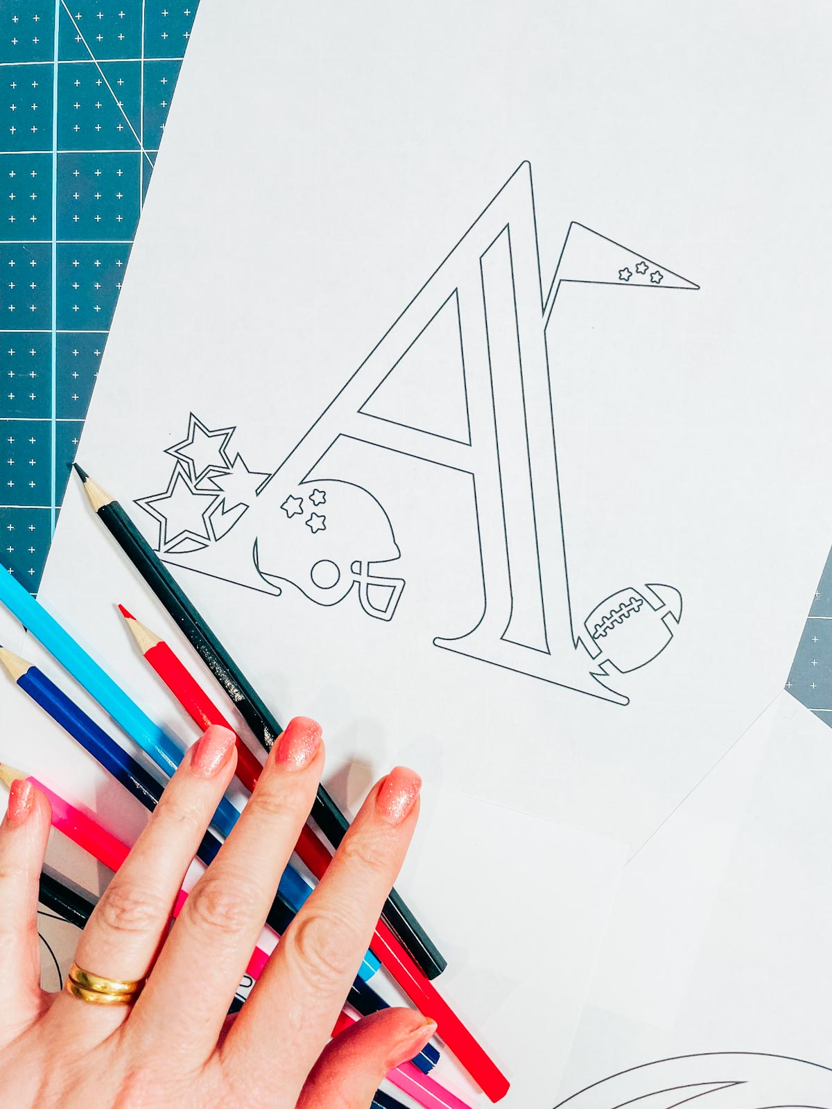 Super Bowl letters and numbers Coloring Pages