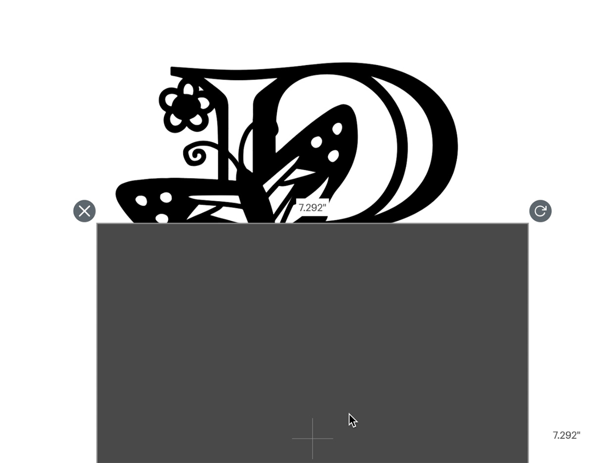 Use a square to slice the letter in half