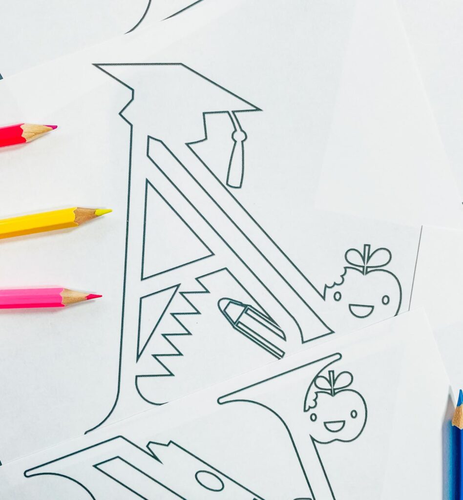 Free Back to School ABC Colouring School Alphabet