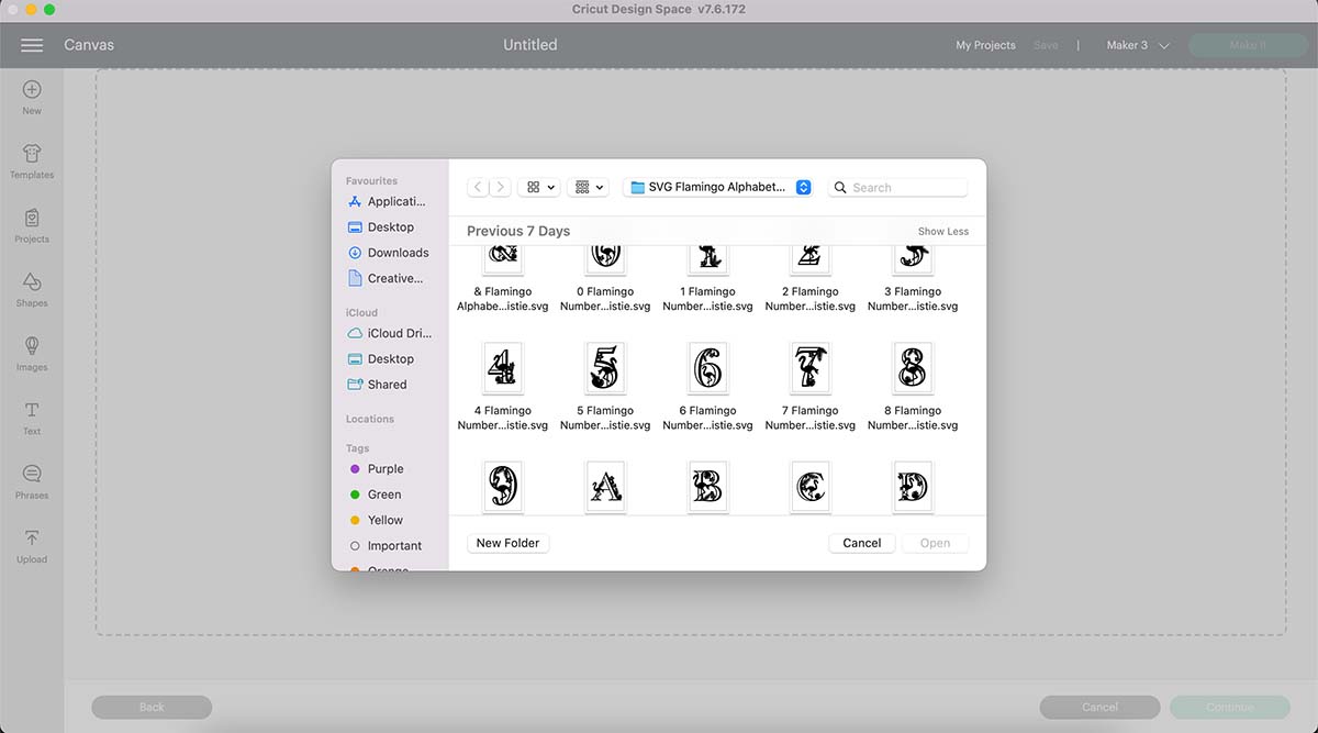 uploading files to Cricut