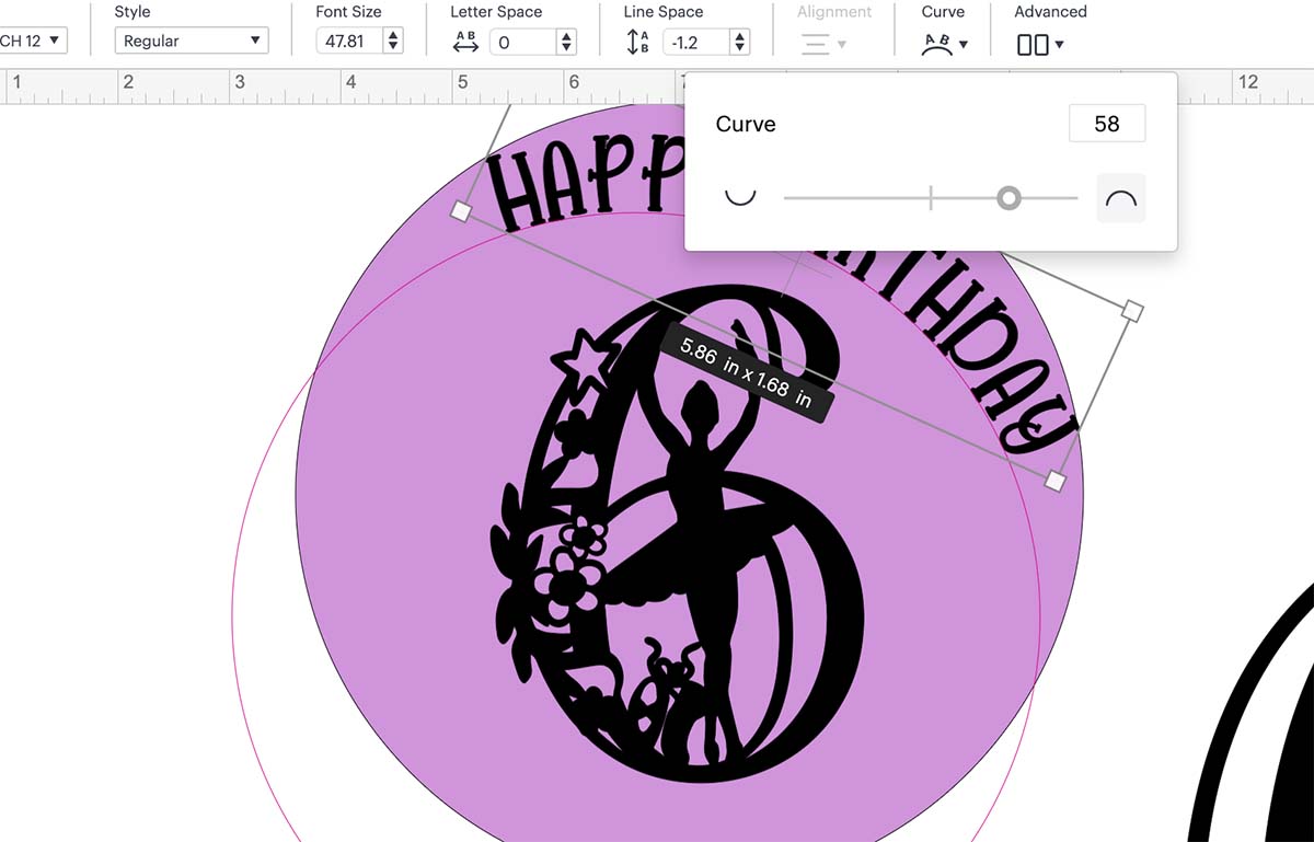 Position the text on your acrylic cake topper
