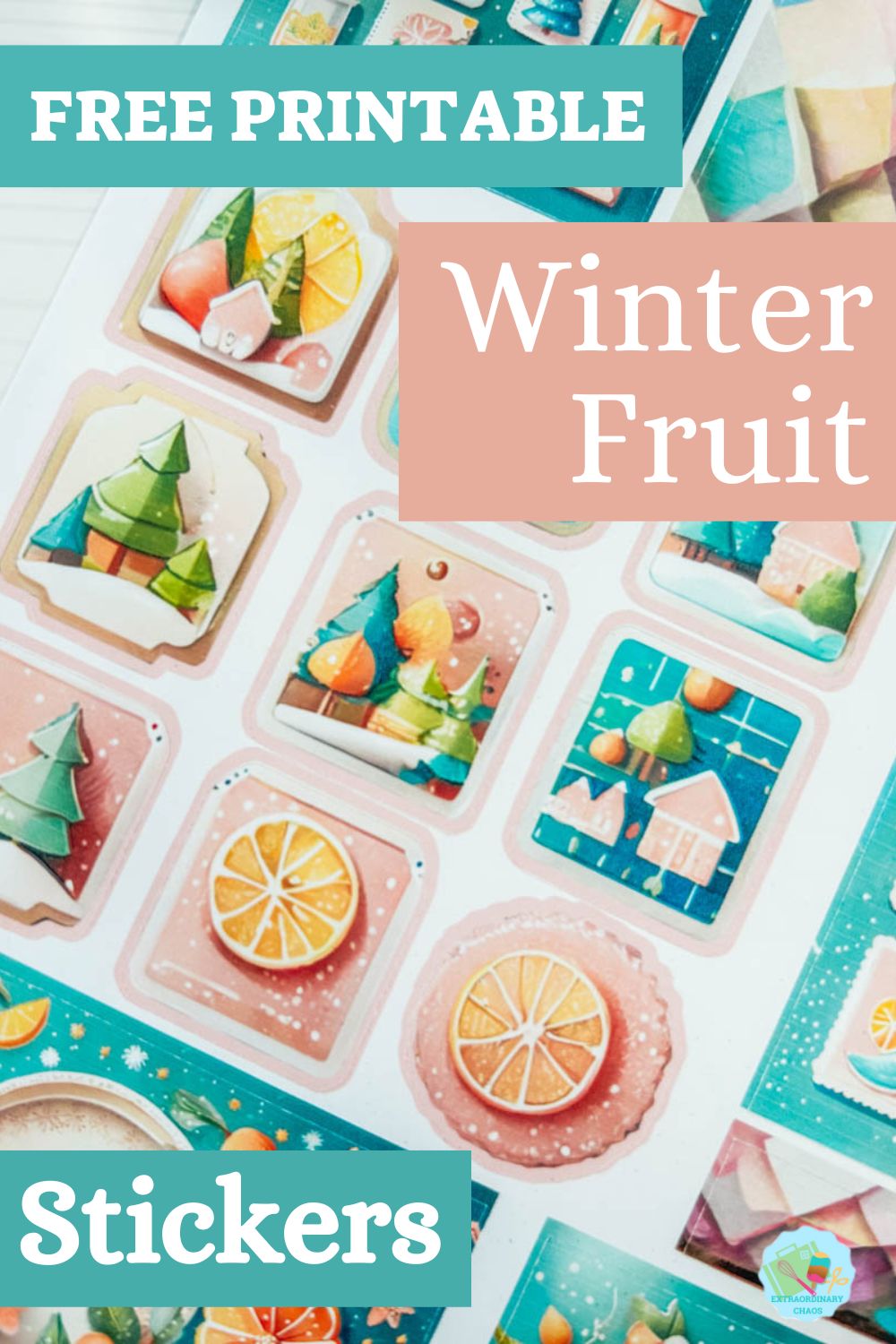 Free printable Winter fruit planner stickers