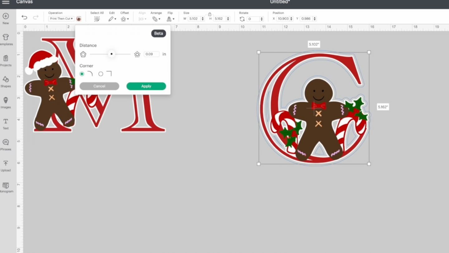 Create an offset on the letter