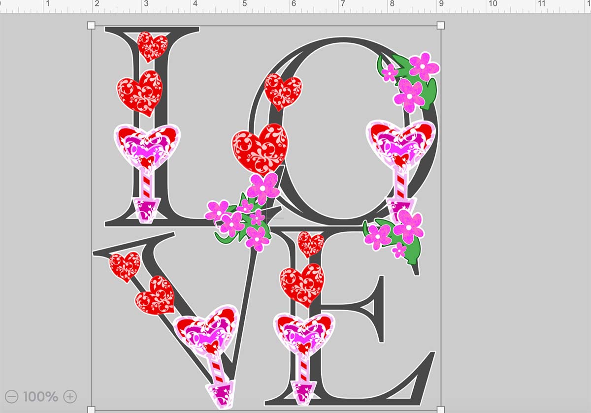 position the letters and flatten