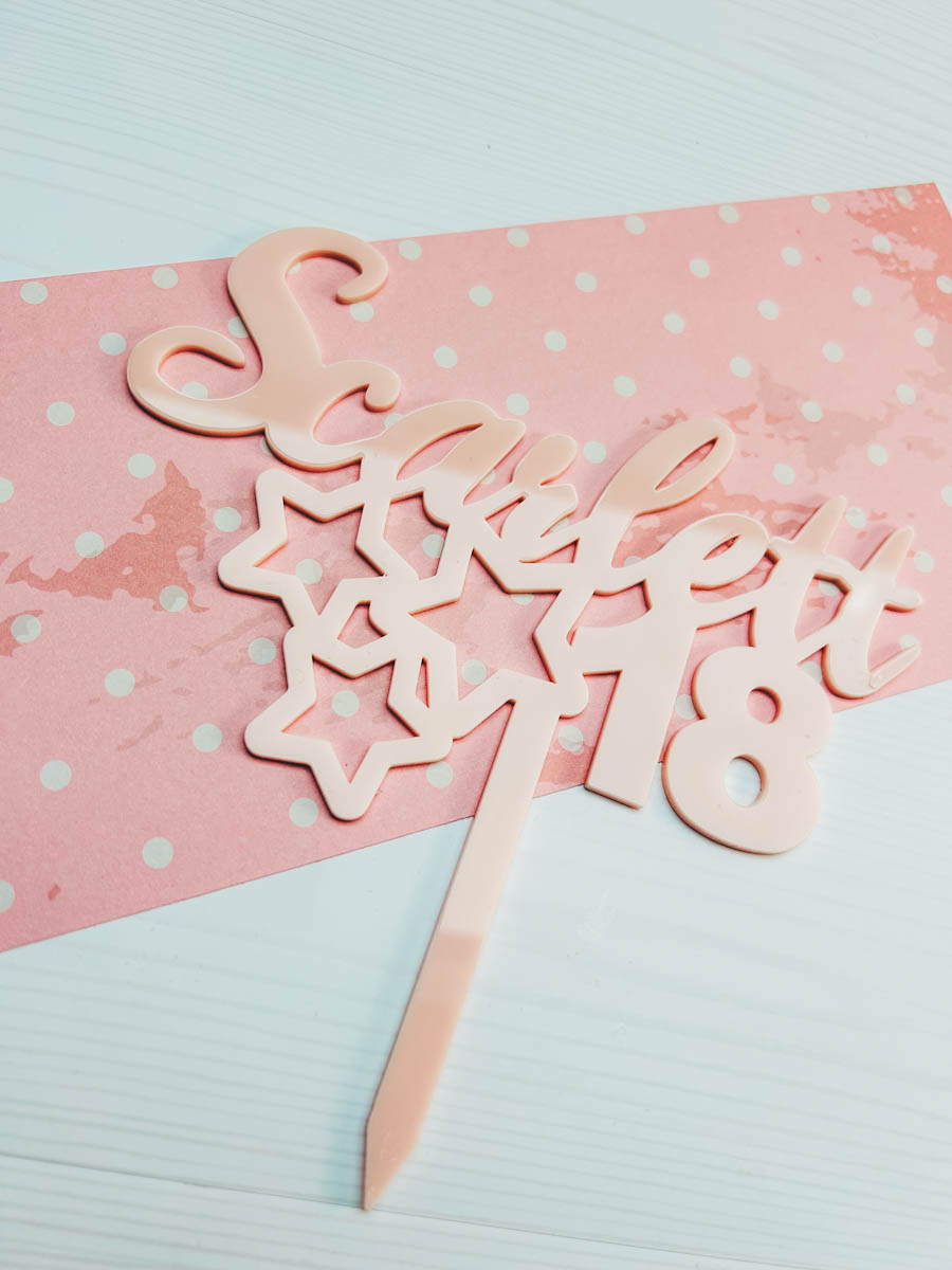 Acrylic cake topper make on the xTool P2