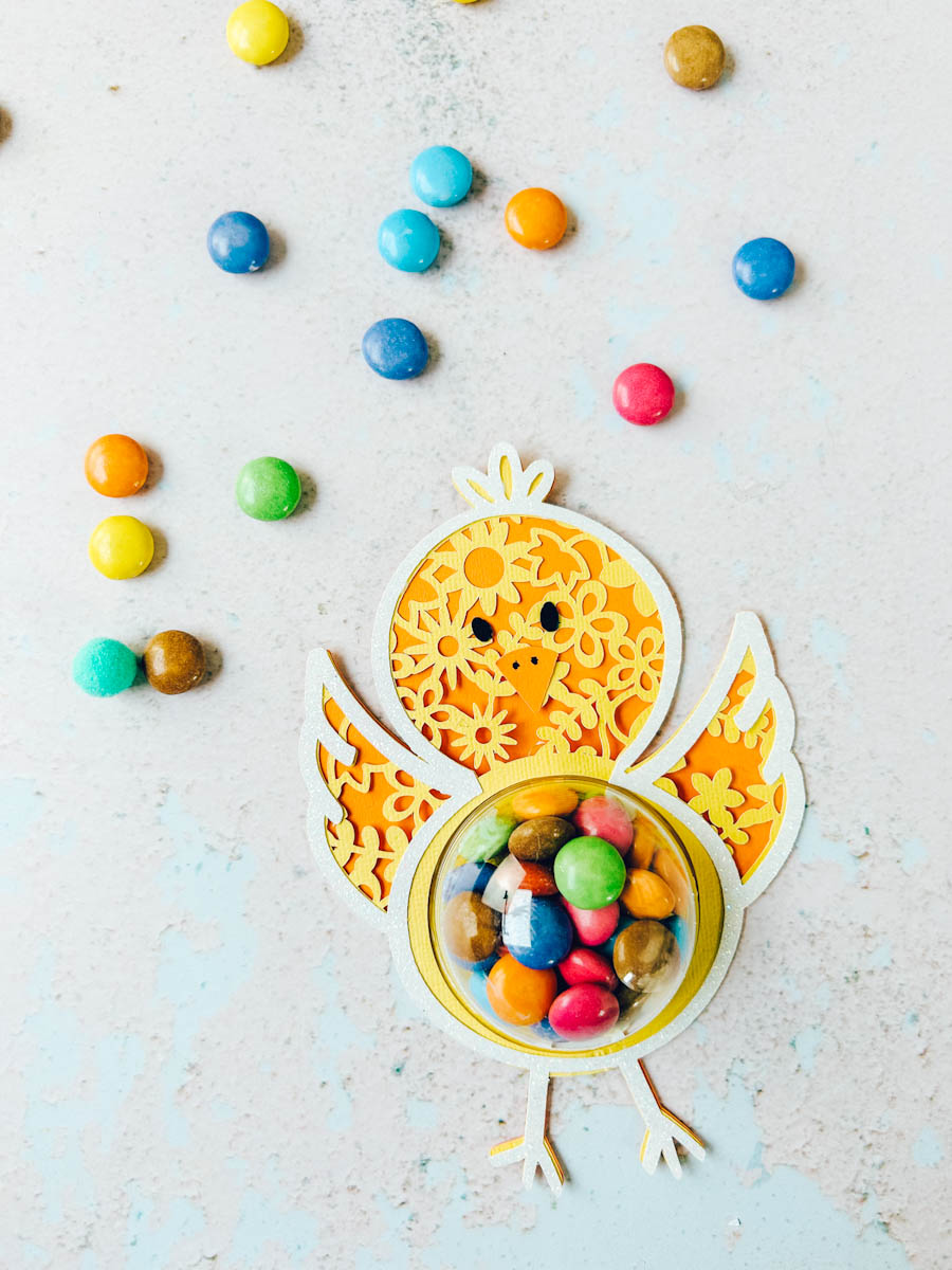Free Easter Floral Chick SVG Candy Holder