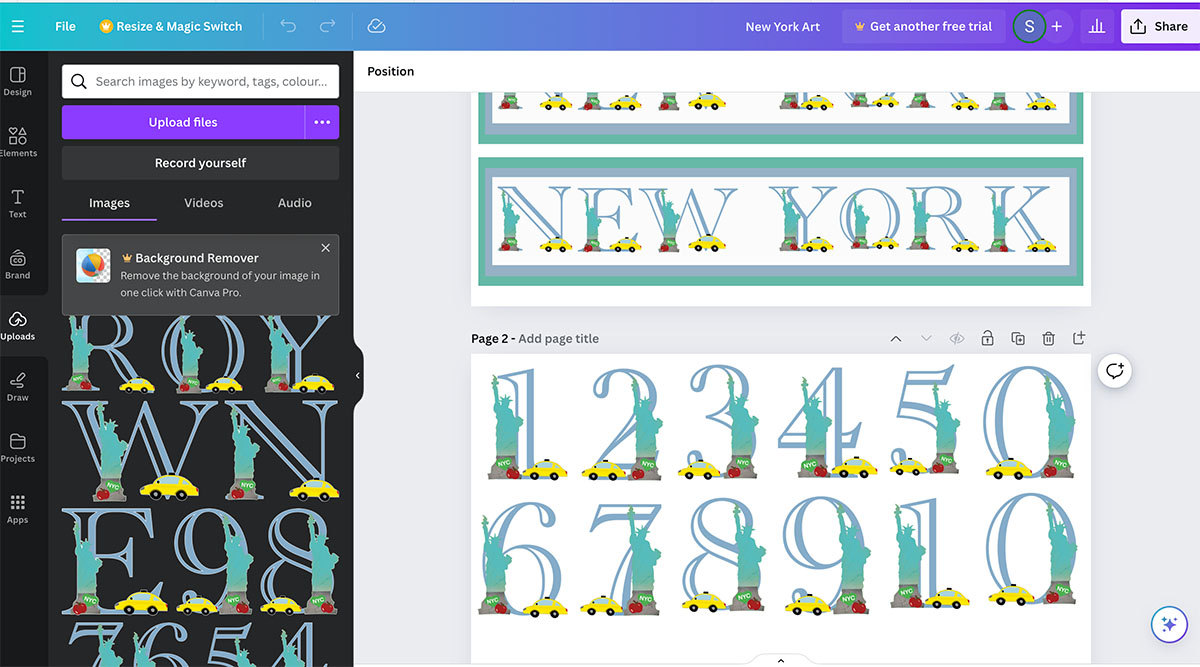 Upload your New York Letters to Canva