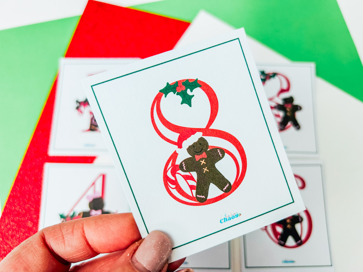 Free PDF Gingerbread Number Flash Cards for home school