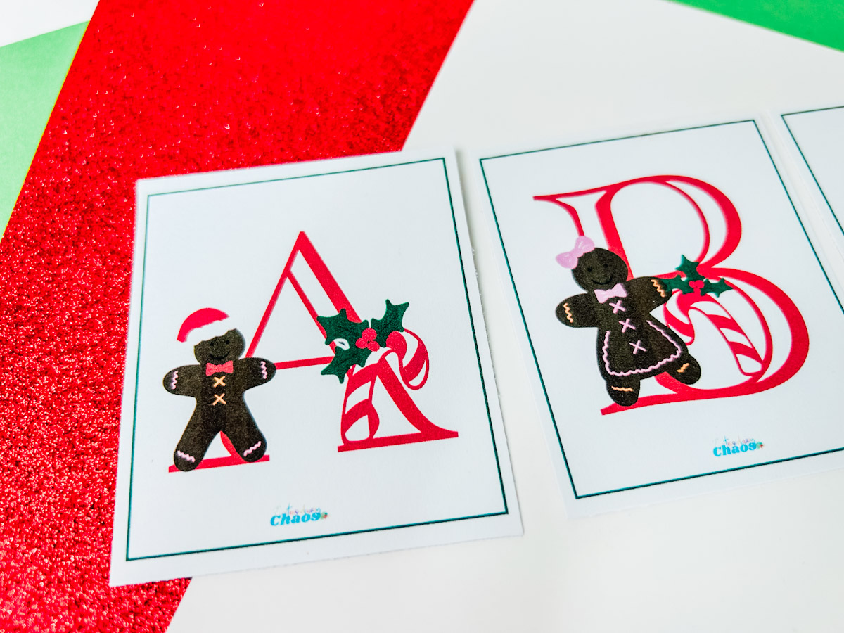 Gingerbread Alphabet Flash Cards for home school